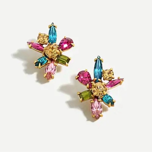 J. Crew Gem Burst Stud Earrings Multi Colored - Picture 1 of 4